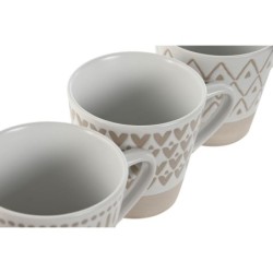 Piece Coffee Cup Set Home ESPRIT White Beige Stoneware 180 ml 4 Pieces