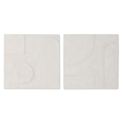 Wall Decoration Home ESPRIT White Modern Stripped 80 x 6 x 80 cm (2 Units)