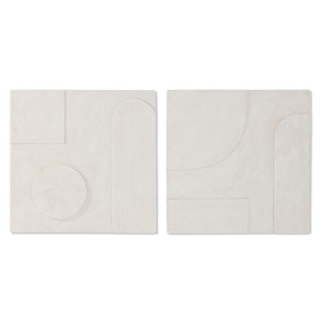 Wall Decoration Home ESPRIT White Modern Stripped 80 x 6 x 80 cm (2 Units)