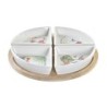 Appetizer Set DKD Home Decor White Multicolour Natural Bamboo Stoneware Tropical 21,5 x 21,5 x 1 cm (5 pcs)