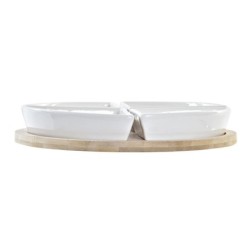 Appetizer Set DKD Home Decor Blue Natural Bamboo Stoneware Mediterranean 21,5 x 21,5 x 1 cm (5 pcs)