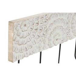 Wall mounted coat hanger Home ESPRIT White Black Metal MDF Wood Flower 40,5 x 7,5 x 23,5 cm