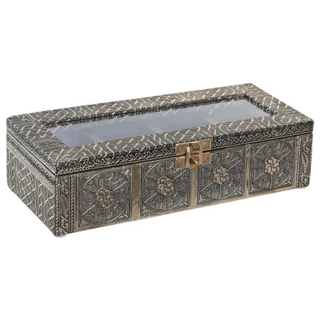 Box for Infusions DKD Home Decor 23 x 9 x 6 cm Champagne Wood Aluminium