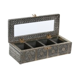 Box for Infusions DKD Home Decor 23 x 9 x 6 cm Champagne Wood Aluminium