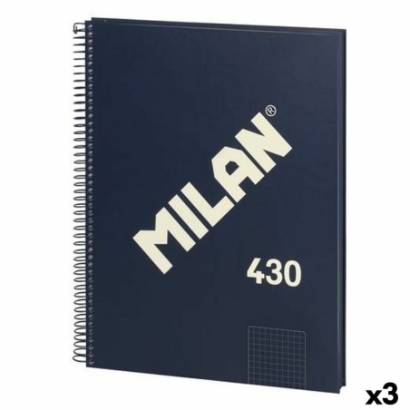 Notebook Milan 430 Blue A4 80 Sheets (3 Units)