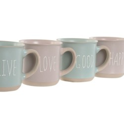 Piece Coffee Cup Set Home ESPRIT Blue Pink Stoneware Urban 180 ml 4 Pieces