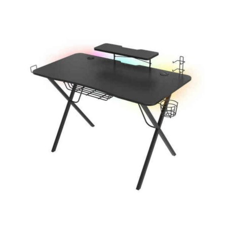 Desk Genesis Holm 300 RGB Black Steel MDF Wood