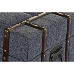 Storage chest with seat DKD Home Decor Blue Metal Polyester MDF (102 x 42 x 42 cm)