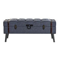 Storage chest with seat DKD Home Decor Blue Metal Polyester MDF (102 x 42 x 42 cm)