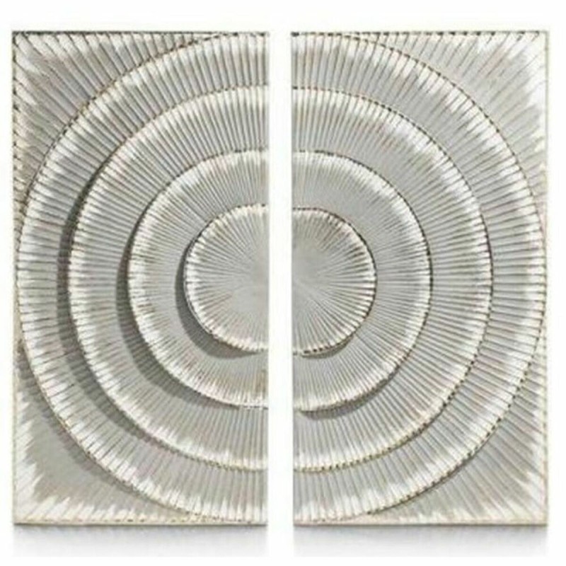 Wall Decoration DKD Home Decor 2 Pieces Silver Grey Modern Circles MDF Wood (90 x 2 x 90 cm)