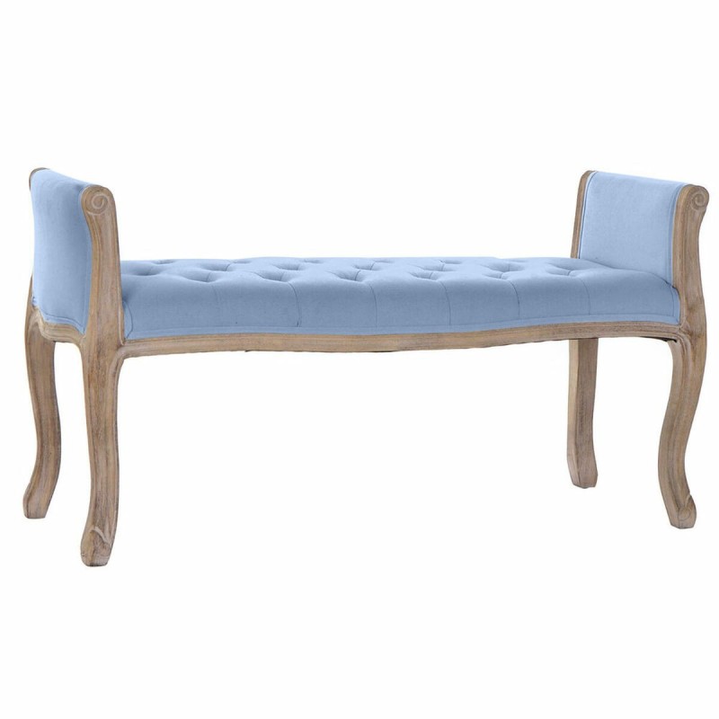 Bench DKD Home Decor   Blue Brown Linen Rubber wood (109 x 39 x 60 cm)