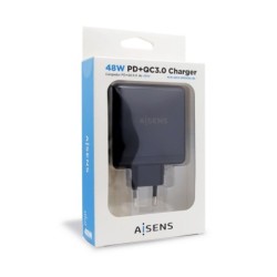 USB Wall Charger Aisens ASCH-2PD30QC-BK Black 48 W USB-C (1 Unit)