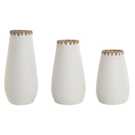 Vase Home ESPRIT White Terracotta 19 x 19 x 40 cm (3 Pieces)