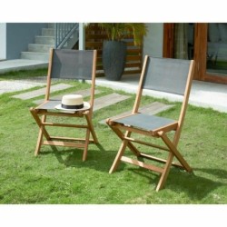 Garden chair Acacia Grey 50 x 57 x 90 cm (4 Pieces)