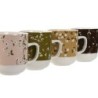 Mug DKD Home Decor Brown Green Pink Mustard Porcelain 380 ml (4 Units)