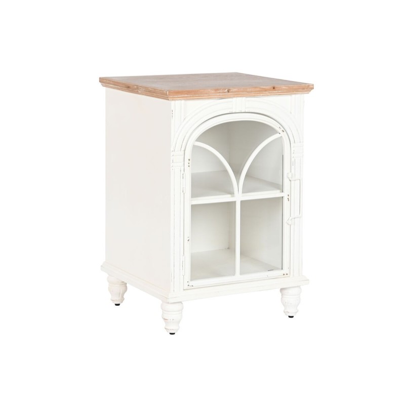 Nightstand Home ESPRIT White Natural Metal Fir 45 x 40 x 56 cm