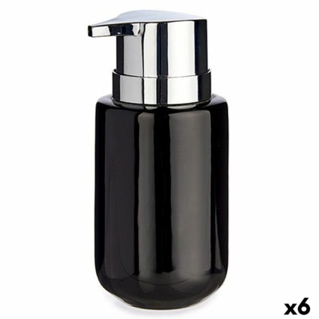 Soap Dispenser Black Silver Metal Ceramic 350 ml (6 Units)