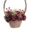 Christmas bauble Red Multicolour Rattan Plastic Foam Pineapples Basket 21 x 21 x 30 cm