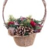 Christmas bauble Red Multicolour Rattan Plastic Foam Pineapples Basket 21 x 21 x 30 cm