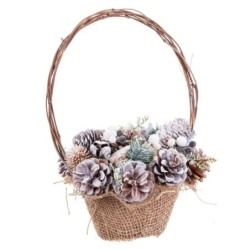 Christmas bauble Multicolour Rattan Plastic Foam Pineapples Basket 21 x 21 x 30 cm