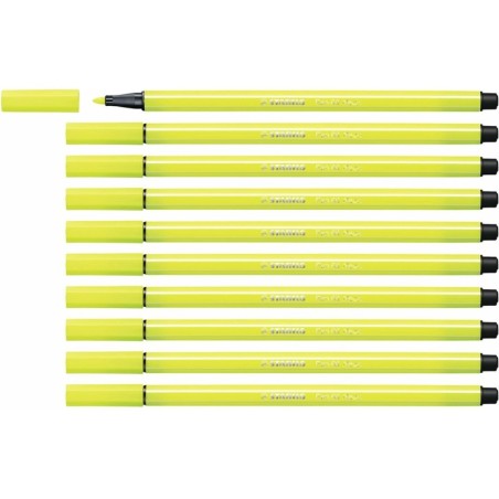 Felt-tip pens Stabilo Pen 68 Fluorescent Yellow (10 Pieces)