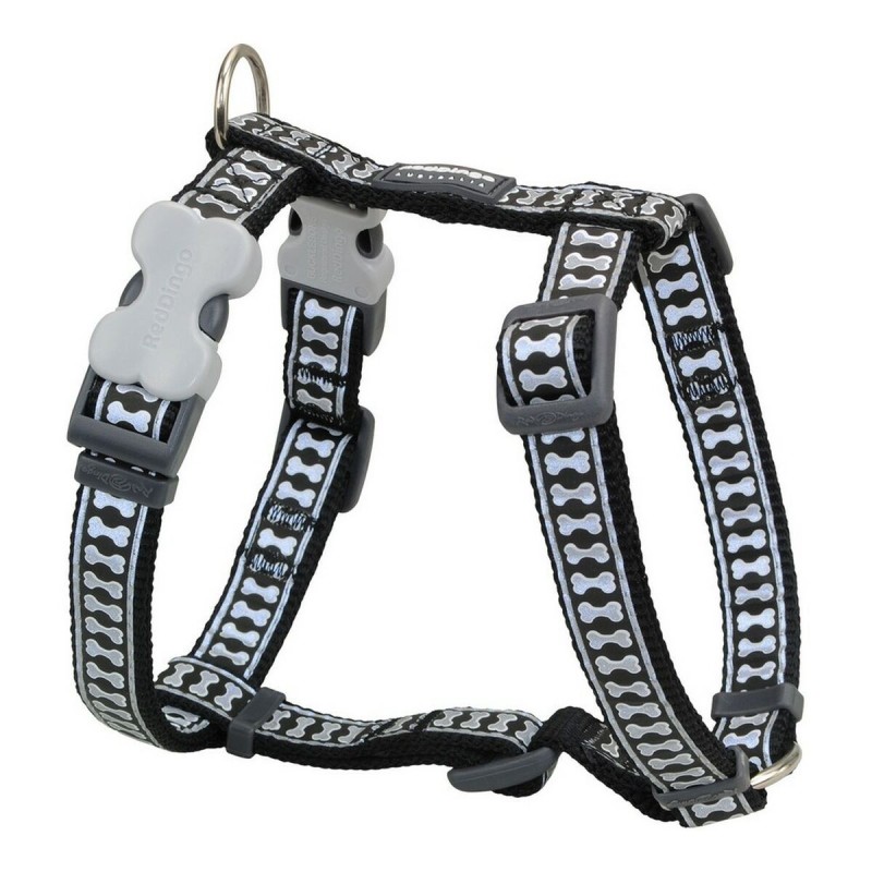 Dog Harness Red Dingo Bone Reflective 25-39 cm Black