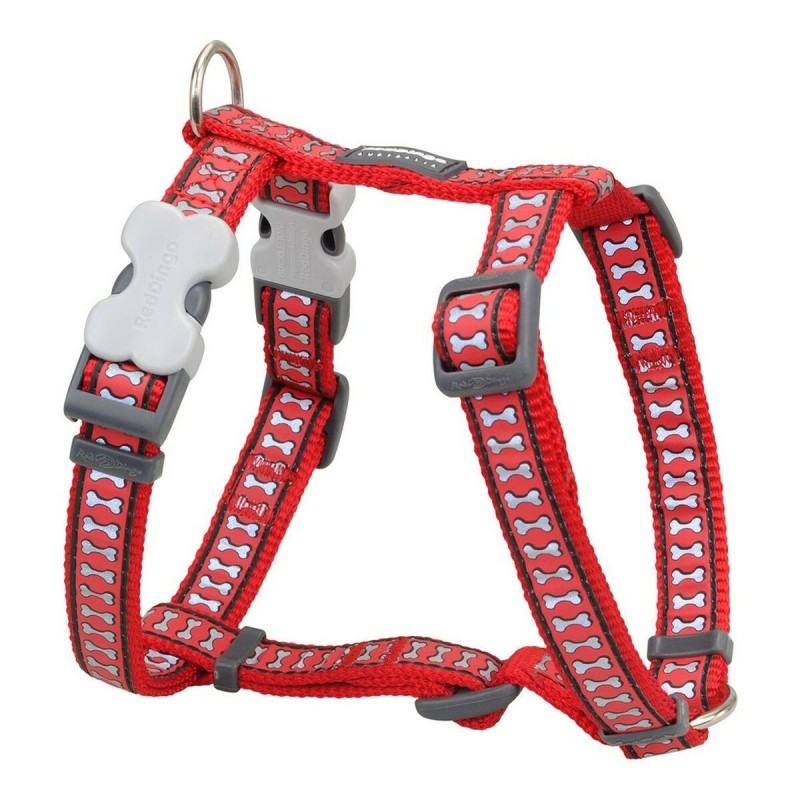 Dog Harness Red Dingo Bone Reflective 25-39 cm Red