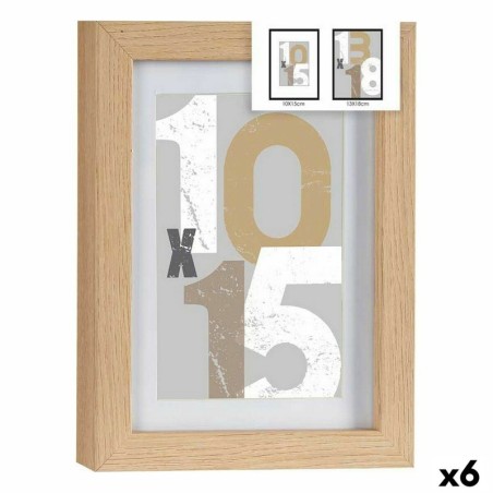 Photo frame 16 x 21 x 2,5 cm Natural Glass MDF Wood (6 Units)