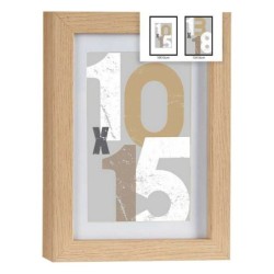 Photo frame 16 x 21 x 2,5 cm Natural Glass MDF Wood (6 Units)