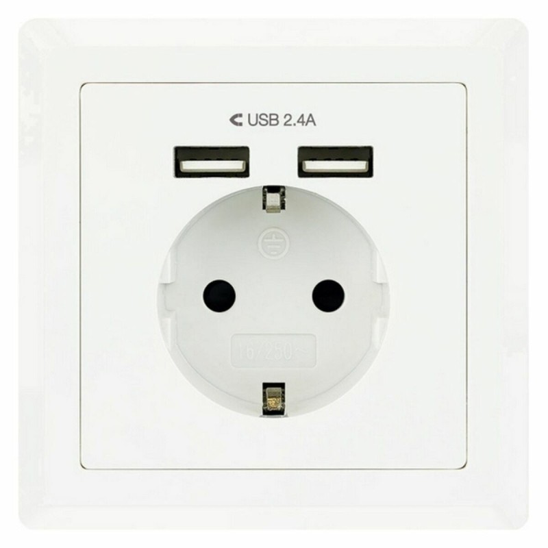 Wall Plug with 2 USB Ports TooQ 10.35.0010 5V/2.4A White 2,4 A