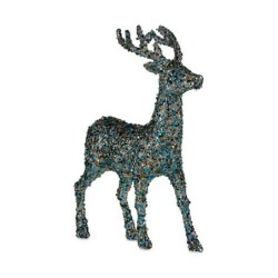 Decoration Medium Reindeer 15 x 45 x 30 cm Blue Golden Plastic