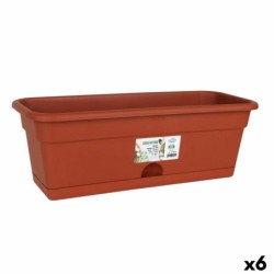 Planter with Dish Dem Greentime Rectangular Brown 50 x 20 x 17,4 cm (6 Units)