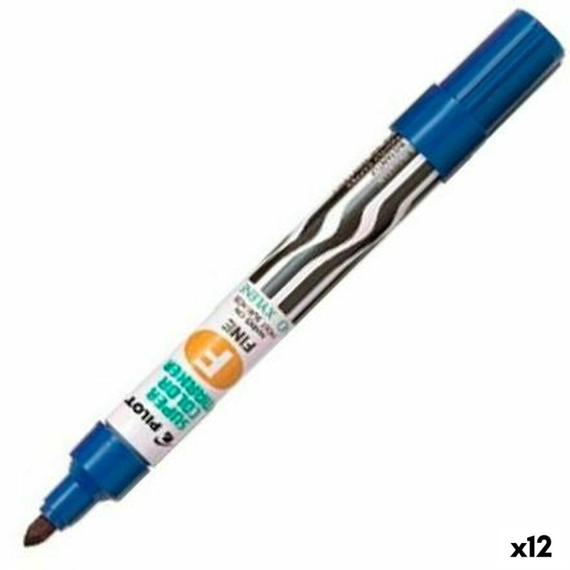 Permanent marker Pilot Sca-F Blue Rechargeable (12 Units)