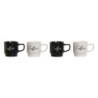 4 Piece Mug Set Home ESPRIT White Black Metal Porcelain 380 ml 13 x 9 x 9 cm