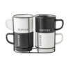 4 Piece Mug Set Home ESPRIT White Black Metal Porcelain 380 ml 13 x 9 x 9 cm