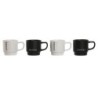 4 Piece Mug Set Home ESPRIT White Black Metal Porcelain 380 ml 13 x 9 x 9 cm