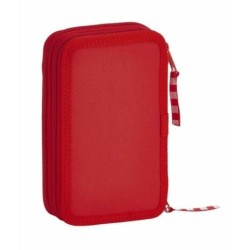 Double Pencil Case Real Sporting de Gijón Red 12.5 x 19.5 x 4 cm (28 Pieces)