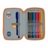 Double Pencil Case Valencia Basket M854 Blue Orange 12.5 x 19.5 x 4 cm (28 Pieces)