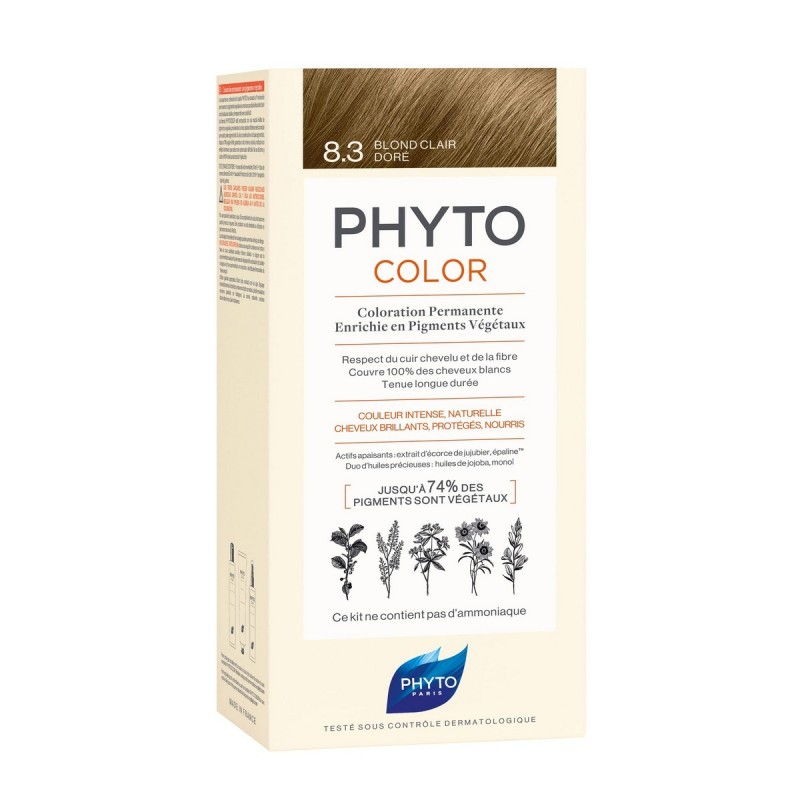 Permanent Colour Phyto Paris Color 8.3-light golden blonde 3 Pieces