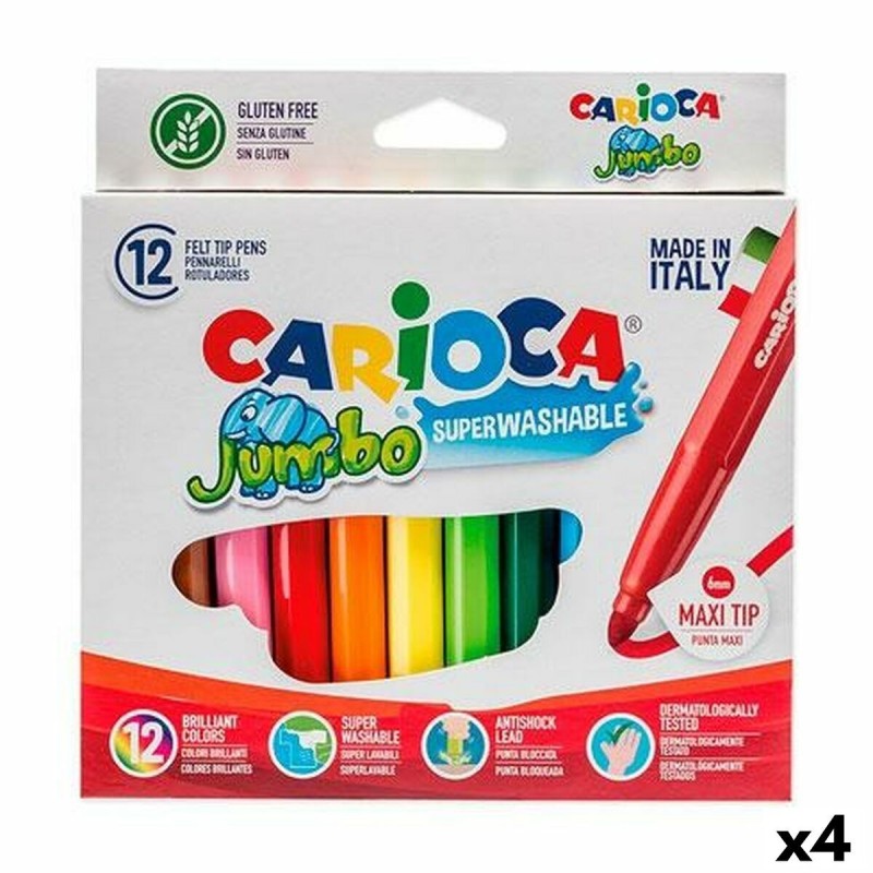 Set of Felt Tip Pens Carioca Jumbo 12 Pieces Multicolour (12 Pieces) (4 Units)