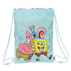 Backpack with Strings Spongebob Stay positive Blue White (26 x 34 x 1 cm)