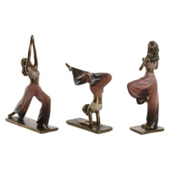 Decorative Figure Home ESPRIT Pink Golden Yoga Scandi 19 x 6 x 26 cm (3 Units)