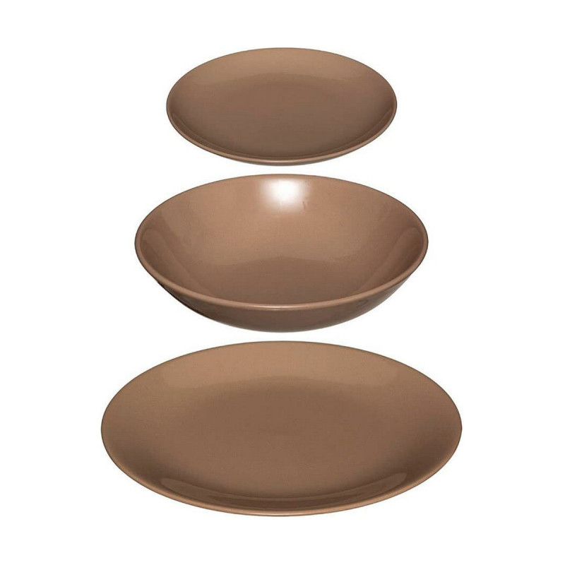 Tableware Secret de Gourmet Ceramic Taupe 18 Pieces