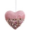 Christmas bauble Pink Golden Polyfoam Fabric Hearts 9 cm (6 Units)