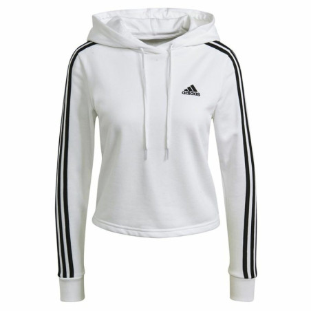 Women’s Hoodie Adidas Essentials Cropped 3 Stripes White