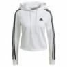 Women’s Hoodie Adidas Essentials Cropped 3 Stripes White