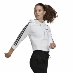 Women’s Hoodie Adidas Essentials Cropped 3 Stripes White