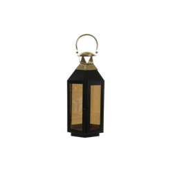 Lantern DKD Home Decor Black Crystal Iron Golden (22 x 20 x 46 cm)