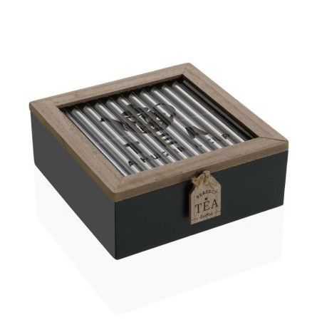 Box for Infusions Versa Black Metal MDF Wood 16,5 x 16,5 x 6,5 cm