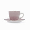 Set of Mugs with Saucers Quid Vita Morning Pink Ceramic (4 Pieces) (6 Units)